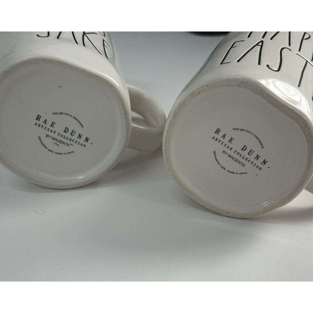 Rae Dunn Coffee Mug Set Peeps Sake And Happy Easter Artisan Collection White - Picture 6 of 8